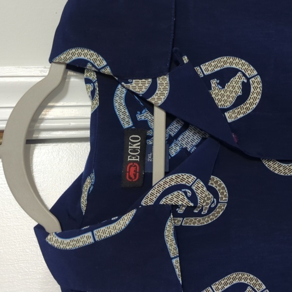 Men's 2xl Vintage Echo Blue Short Sleeve Button Up‎